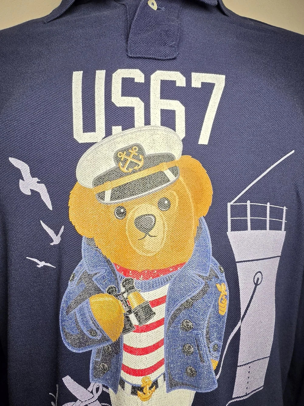 Polo by Ralph Lauren Men’s Navy US67 Bear Graphic Polo Shirt